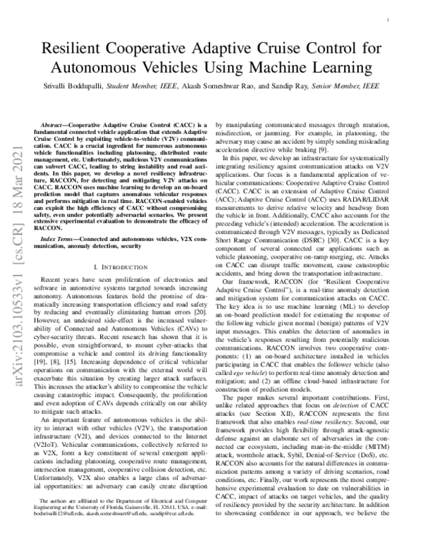 (PDF) Resilient Cooperative Adaptive Cruise Control for Autonomous ...
