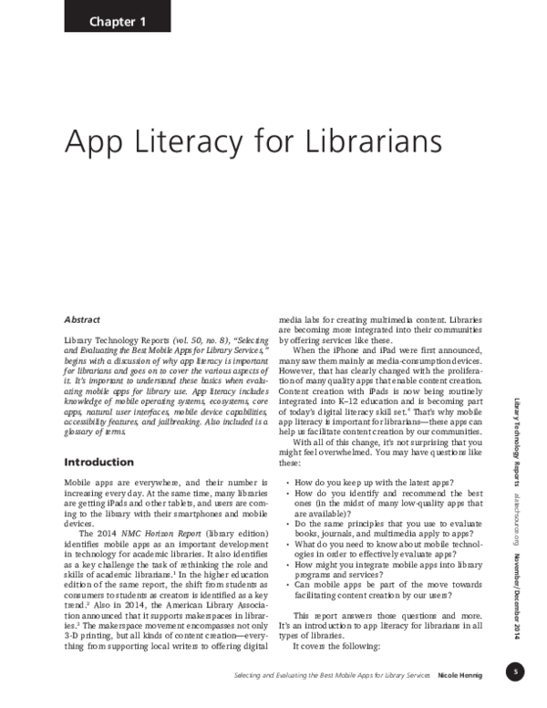 (PDF) Chapter 1: App Literacy for Librarians