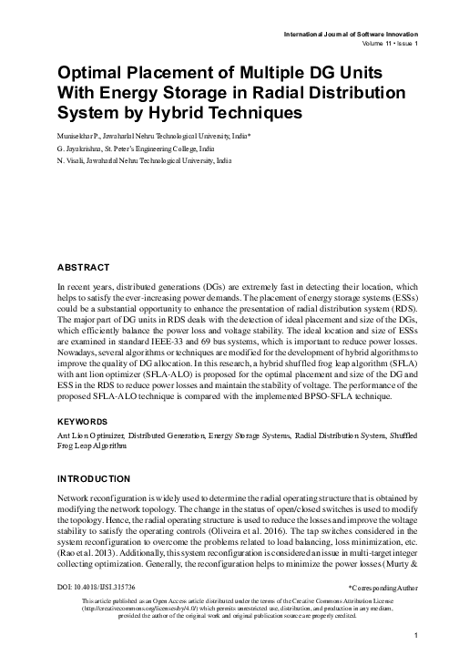 (PDF) Optimal Placement of Multiple DG Units With Energy Storage in ...