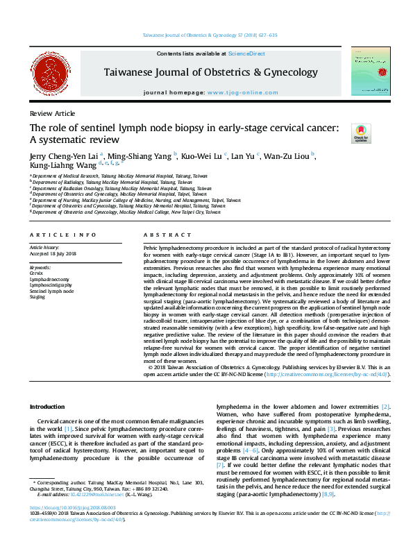 (PDF) The role of sentinel lymph node biopsy in early-stage cervical ...