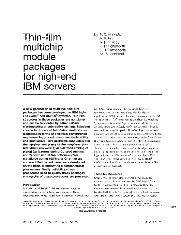 (PDF) Thin-film multichip module packages for high-end IBM servers