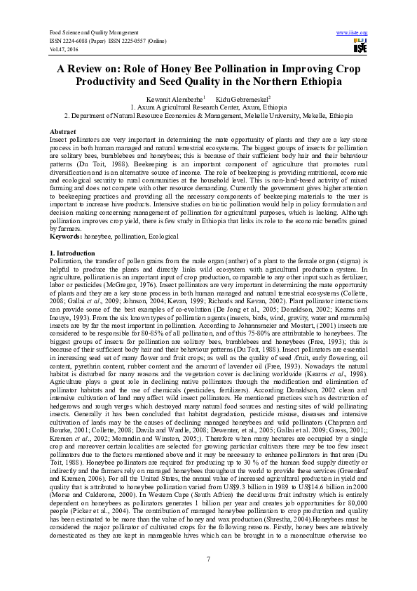 (PDF) A Review on: Role of Honey Bee Pollination in Improving Crop ...