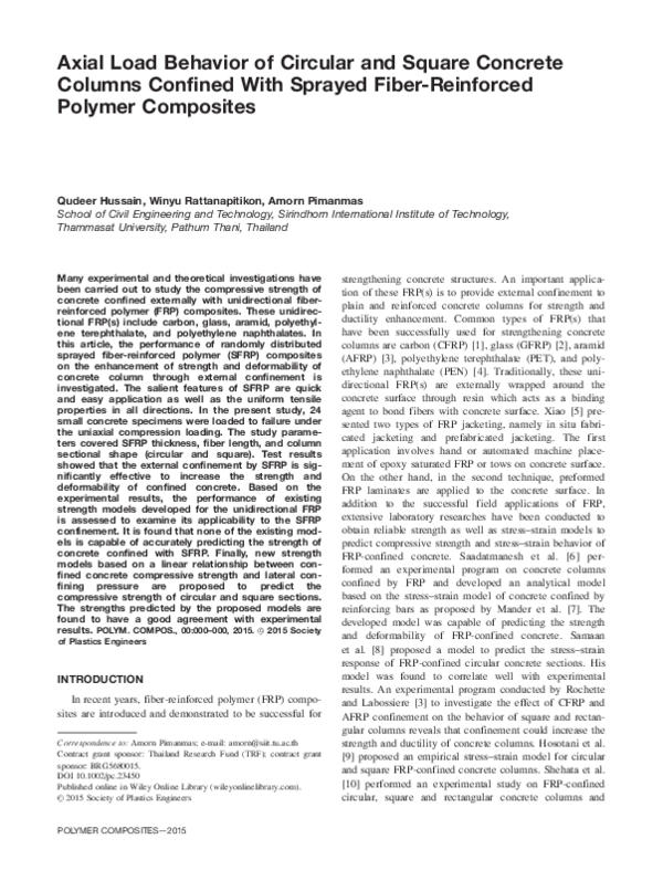 (PDF) Axial load behavior of circular and square concrete columns ...