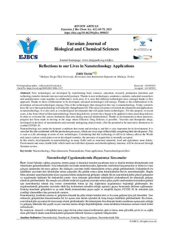 (PDF) Reflections to our Lives in Nanotechnology Applications
