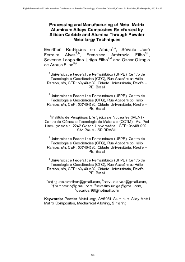 (PDF) Processing and Manufacturing of Metal Matrix Aluminum Alloys ...