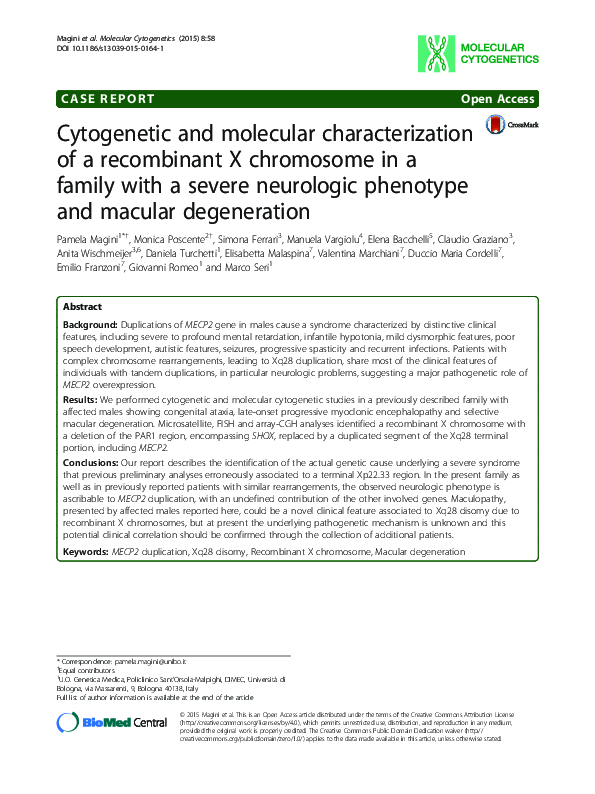 (PDF) Cytogenetic and molecular characterization of a recombinant X ...