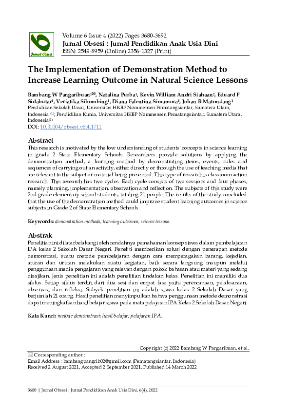 (PDF) The Implementation of Demonstration Method to Increase Learning ...