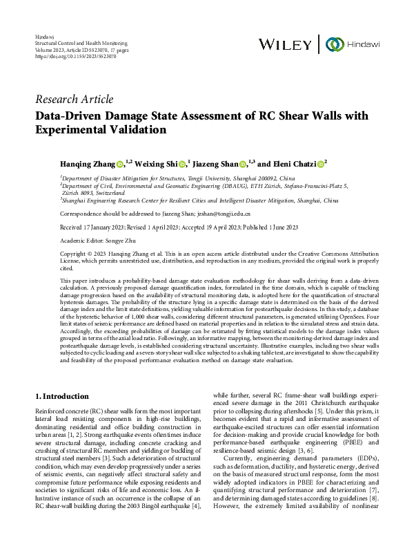 (PDF) Data-Driven Damage State Assessment of RC Shear Walls with ...