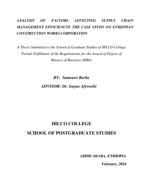 (PDF) ANALYSIS OF FACTORS AFFECTING SUPPLY CHAIN MANAGEMENT EFFICIENCYE ...