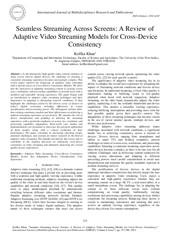 (PDF) Seamless Streaming Across Screens: A Review of Adaptive Video ...