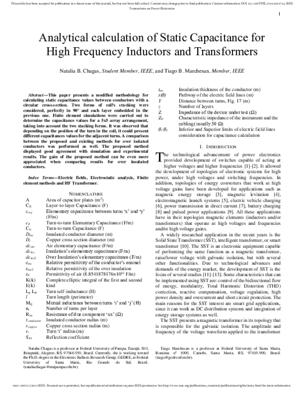 (PDF) Analytical Calculation of Static Capacitance for High-Frequency ...