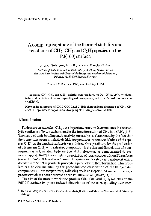 (PDF) A comparative study of the thermal stability and reactions of CH2 ...