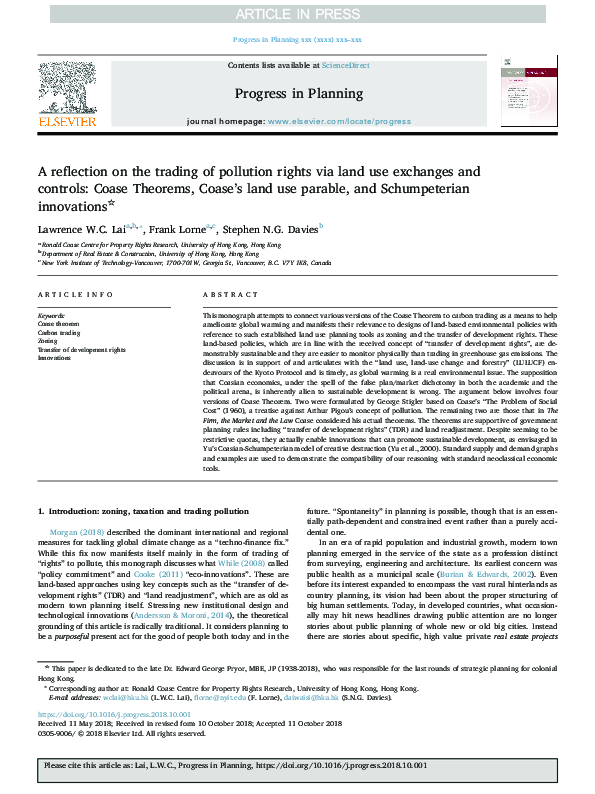 (PDF) A reflection on the trading of pollution rights via land use ...