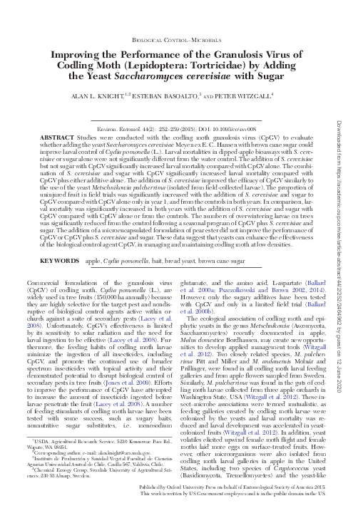 (PDF) Improving the Performance of the Granulosis Virus of Codling Moth ...