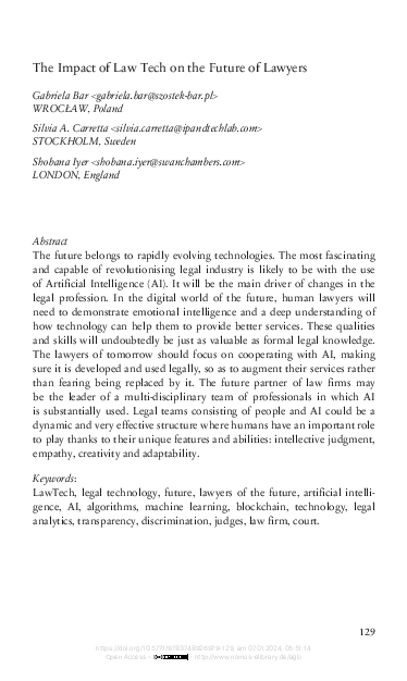 (PDF) The Impact of Law Tech on the Future of Lawyers