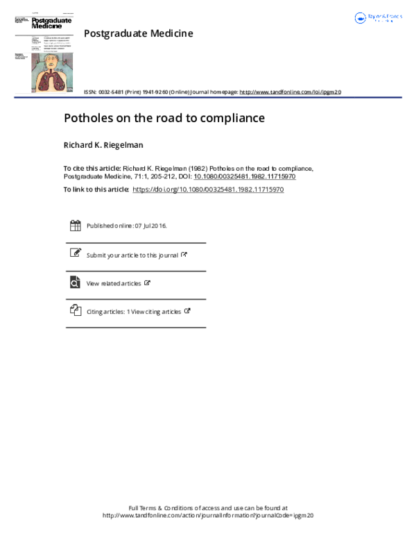 (PDF) Potholes on the road to compliance