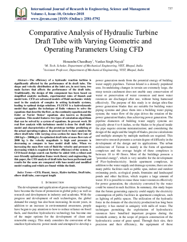 (PDF) Comparative Analysis of Hydraulic Turbine Draft Tube with Varying ...