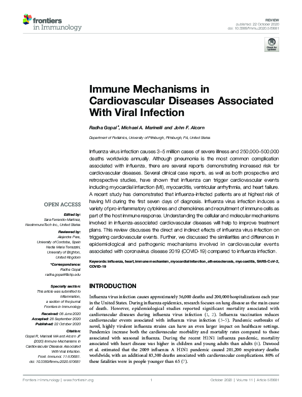 (PDF) Immune Mechanisms in Cardiovascular Diseases Associated With ...