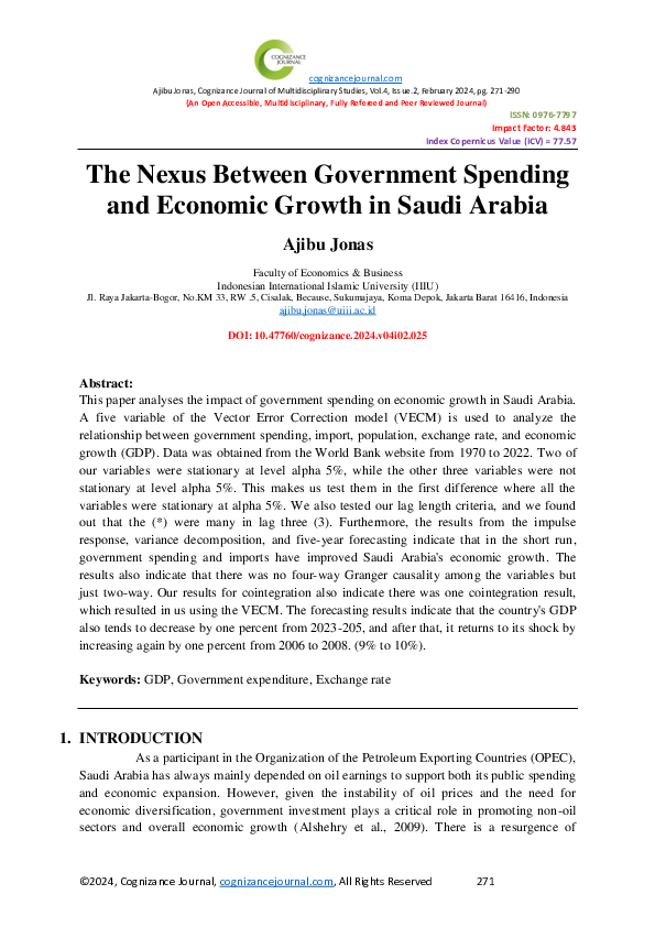 (PDF) The Nexus Between Government Spending and Economic Growth in ...