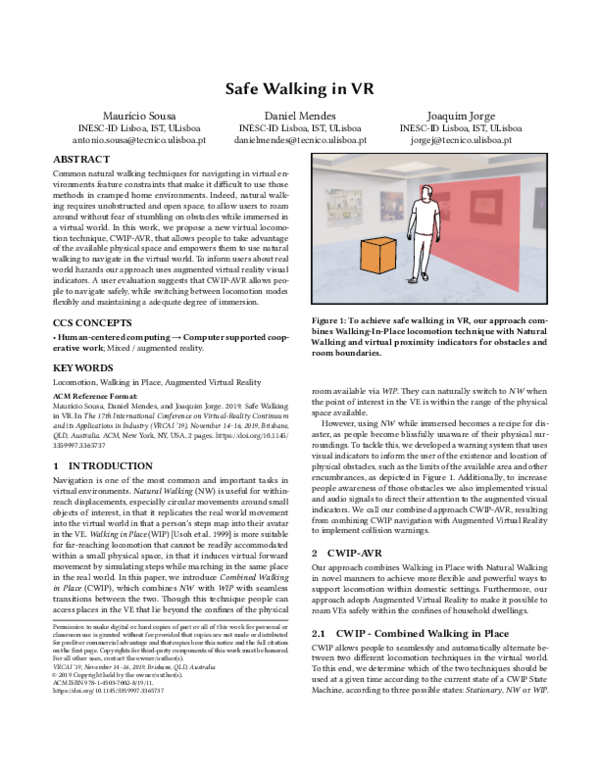 (PDF) Safe Walking in VR