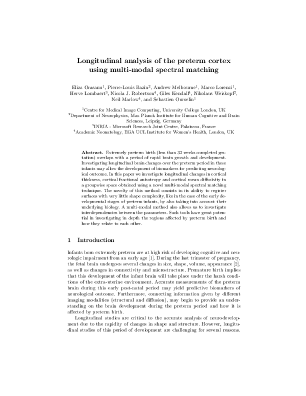 (PDF) Longitudinal Analysis of the Preterm Cortex Using Multi-modal ...