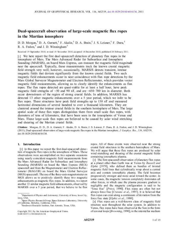 (PDF) Dual-spacecraft observation of large-scale magnetic flux ropes in ...