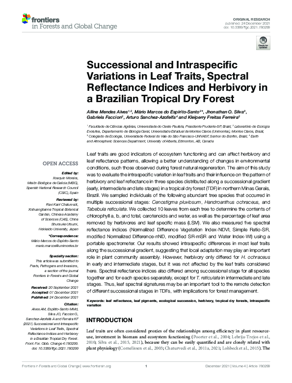(PDF) Successional and Intraspecific Variations in Leaf Traits ...