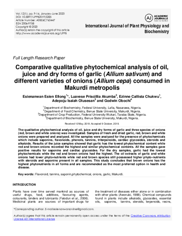 (PDF) Comparative qualitative phytochemical analysis of oil, juice and ...