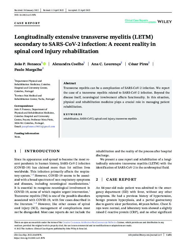 (PDF) Longitudinally extensive transverse myelitis (LETM) secondary to ...
