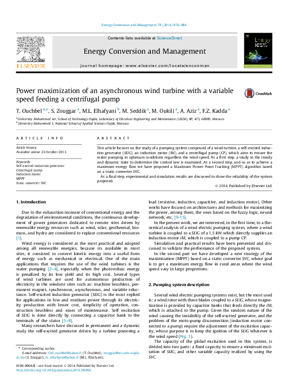 (PDF) Power maximization of an asynchronous wind turbine with a ...