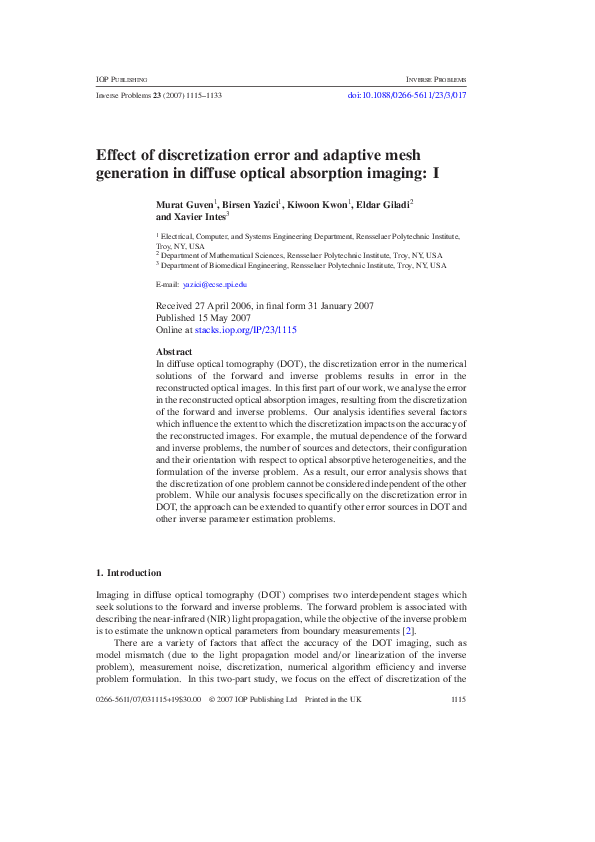 (PDF) Effect of discretization error and adaptive mesh generation in ...