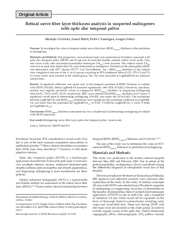 (PDF) Retinal nerve fiber layer thickness analysis in suspected ...