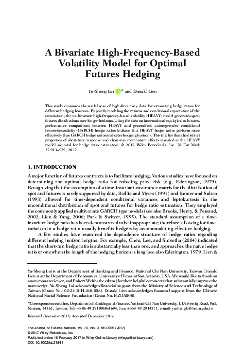 (PDF) A Bivariate High-Frequency-Based Volatility Model for Optimal ...