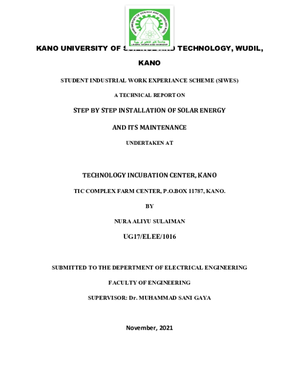 (DOC) STEP BY STEP INSTALLATION OF SOLAR ENERGY AND ITS MAINTENANCE