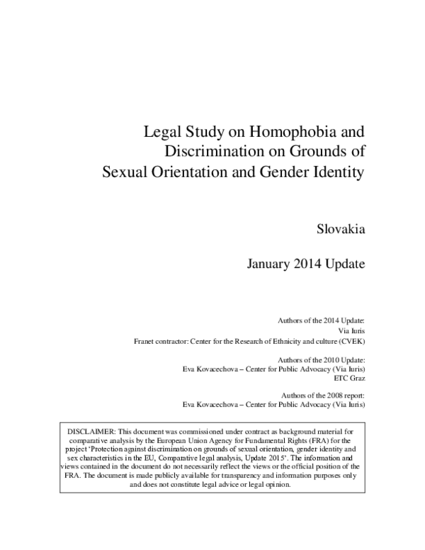 (PDF) Legal study on Homophobia and Discrimination on grounds of sexual ...