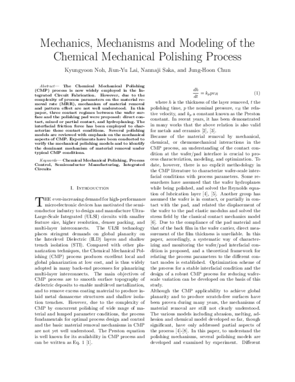 (PDF) Mechanics, mechanisms, and modeling of the chemical mechanical ...