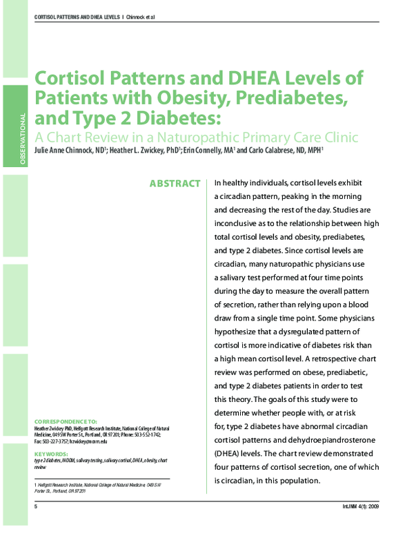 (PDF) Cortisol Patterns and DHEA Levels of Patients with Obesity ...