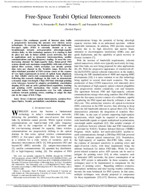 (PDF) Free-Space Terabit Optical Interconnects