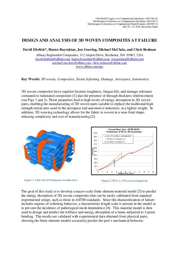 (PDF) Design and Analysis of 3D Woven Composites at Failure