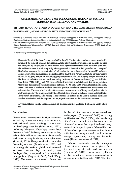 (PDF) Assessment of Heavy Metal Concentration in Marine Sediments in ...