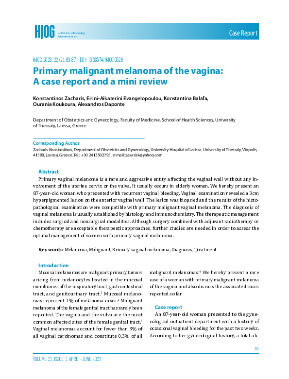(PDF) Primary malignant melanoma of the vagina: A case report and a ...