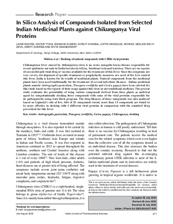 (PDF) In Silico Analysis of Compounds Isolated from Selected Indian ...