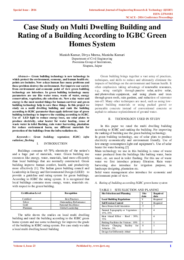 (PDF) Case Study on Multi Dwelling Building and Rating of a Building ...