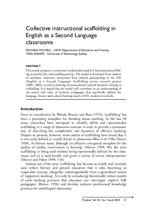 (PDF) Collective instructional scaffolding in English as a Second ...