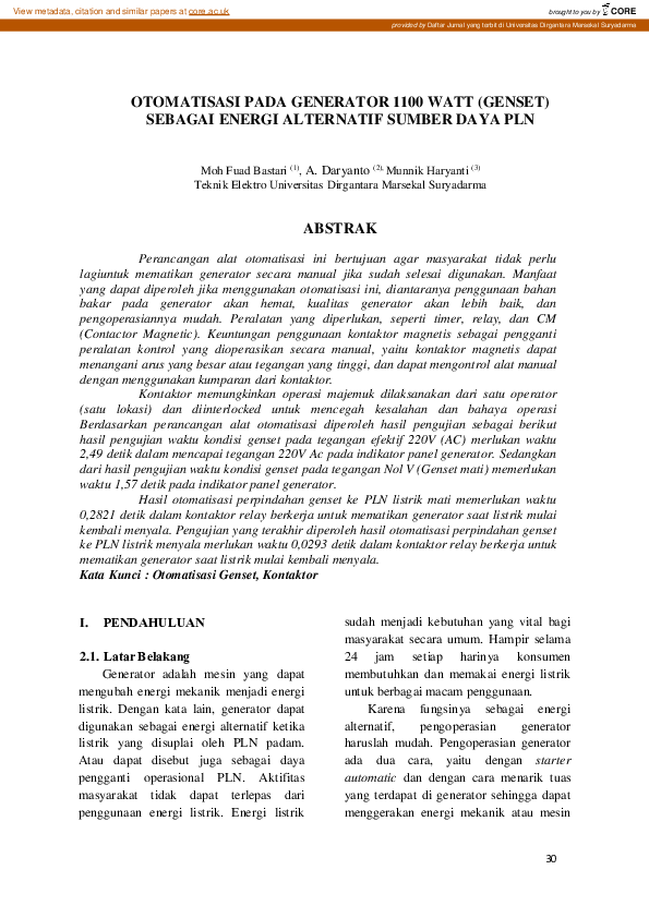 (PDF) Otomatisasi Pada Generator 1100 Watt (Genset) Sebagai Energi ...