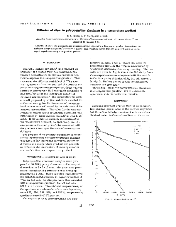 (PDF) Diffusion of silver in polycrystalline aluminum in a temperature ...