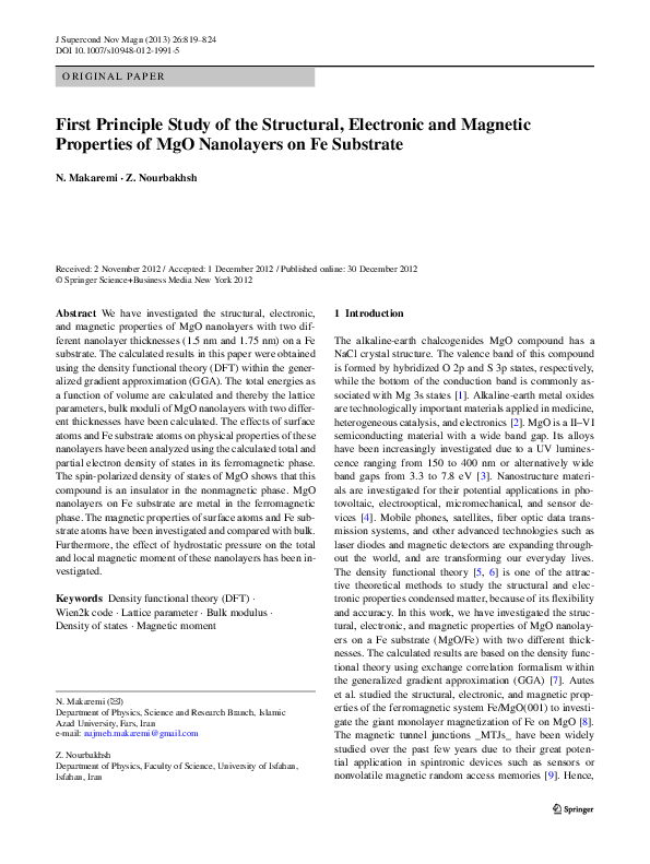 (PDF) First principle study of structural, electronic optical and ...