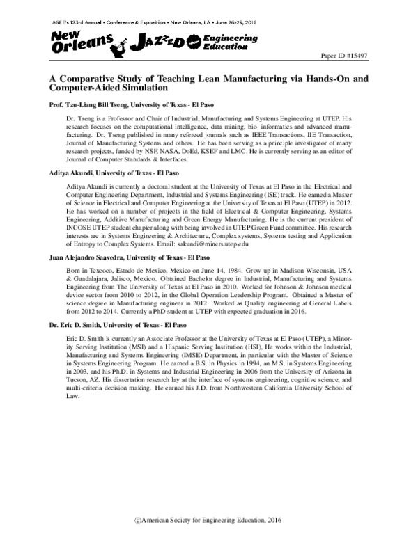 (PDF) A Comparative Study of Teaching Lean Manufacturing via Hands-On ...