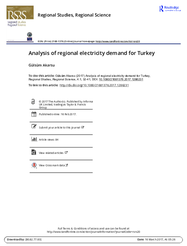 (PDF) Analysis of regional electricity demand for Turkey