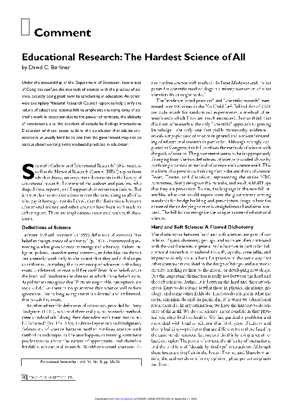 (PDF) Comment: Educational Research:The Hardest Science of All